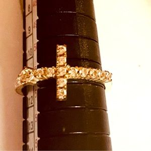 Women's Rhinestone Cross Ring Size 5.75